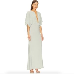 Norma Kamali Green Maxi Gown with Dolman Sleeves